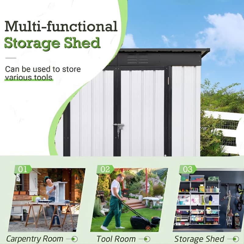 Outdoor storage sheds 4FTx6FT Pent roof White+Black - On Sale - Bed ...