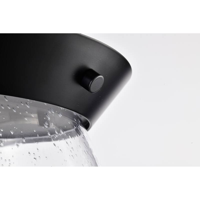 Boliver 3 Light Flush Mount - Matte Black Finish - Clear Seeded Glass