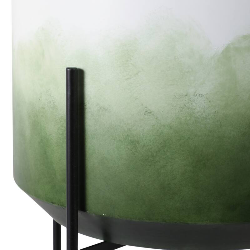 Metal Planters Sleek Modern Stands Decorative Accent Design (Set of 2)