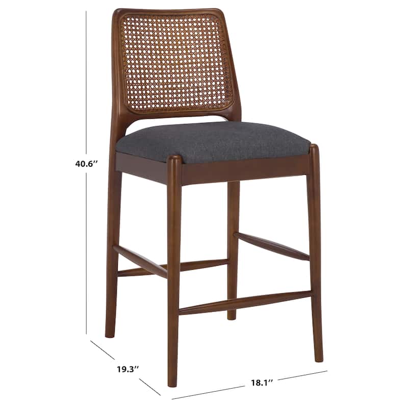 SAFAVIEH Home Reinhardt Rattan Counter Stool - 18"W x 19"D x 41"H