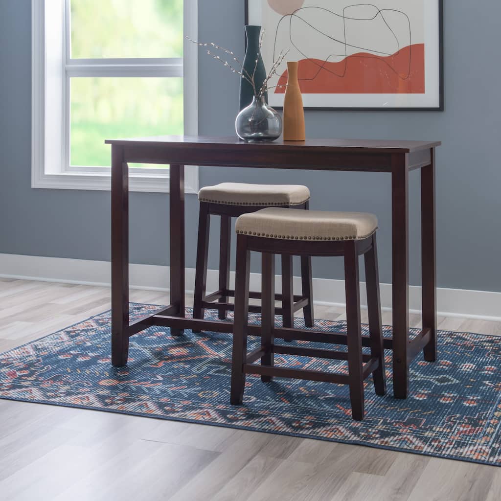 3-Piece Counter Table and Stools - 47.25" - Walnut Finish
