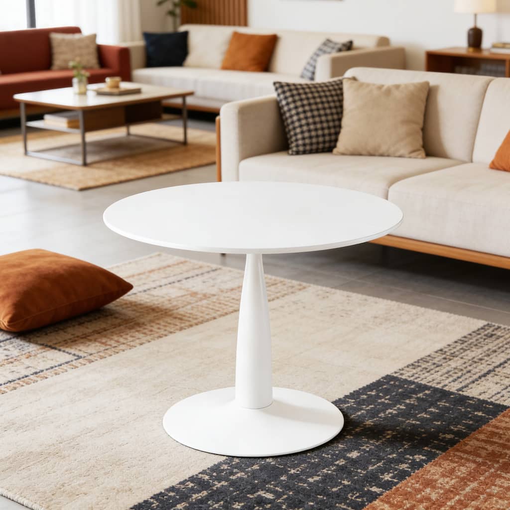 Round Tulip Dining Table for 2-4 Persons, 42. Inch Kitchen Table with Sturdy Golden Metal Pedestal Base, Modern Bistro Table