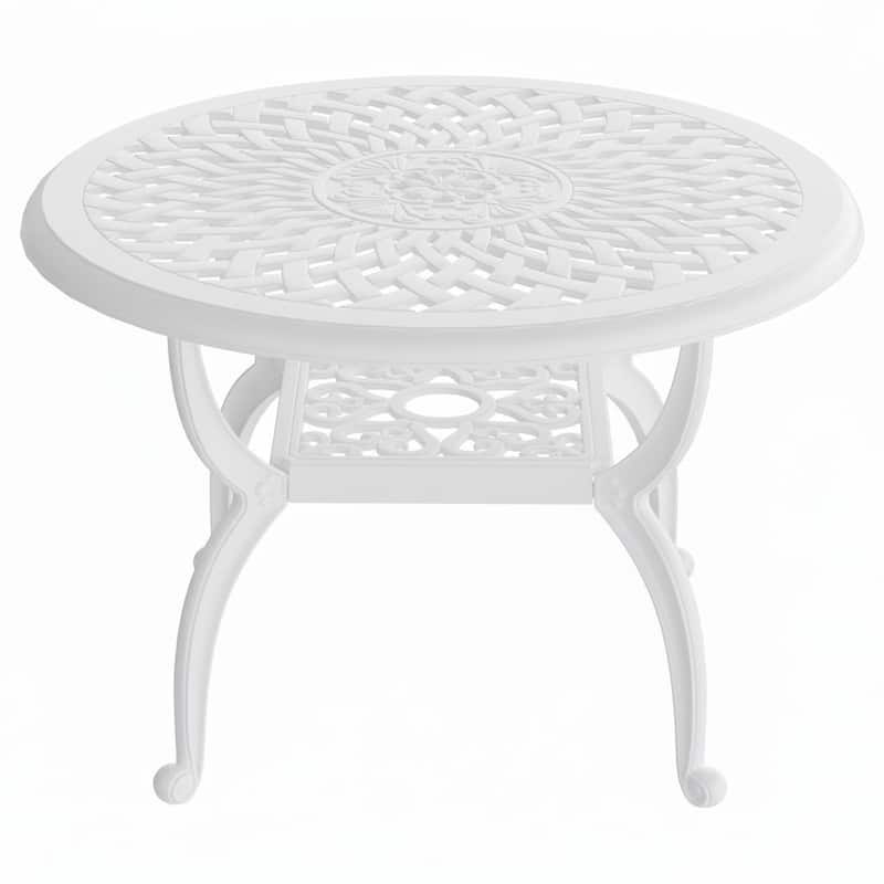Modern Aluminum Round Coffee Table for Outdoor Spaces - White