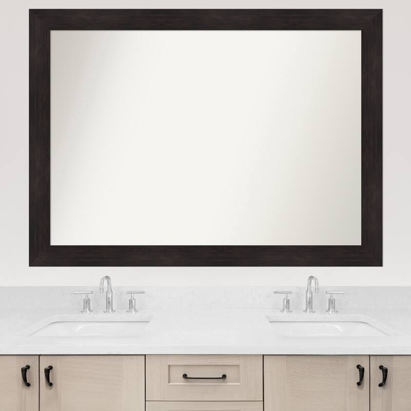 Furniture Espresso Framed Non-Beveled Custom Wall Mirror, Bathroom Vanity Mirror