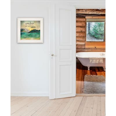 TrendyDecor4U "Sunshine And Lake Water" Framed Print Wall Art by Marla Rae - Brown, Tan, Orange