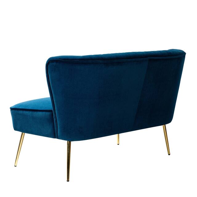 HULALA HOME Monica Modern Velvet Tufted Loveseat with Metal Legs