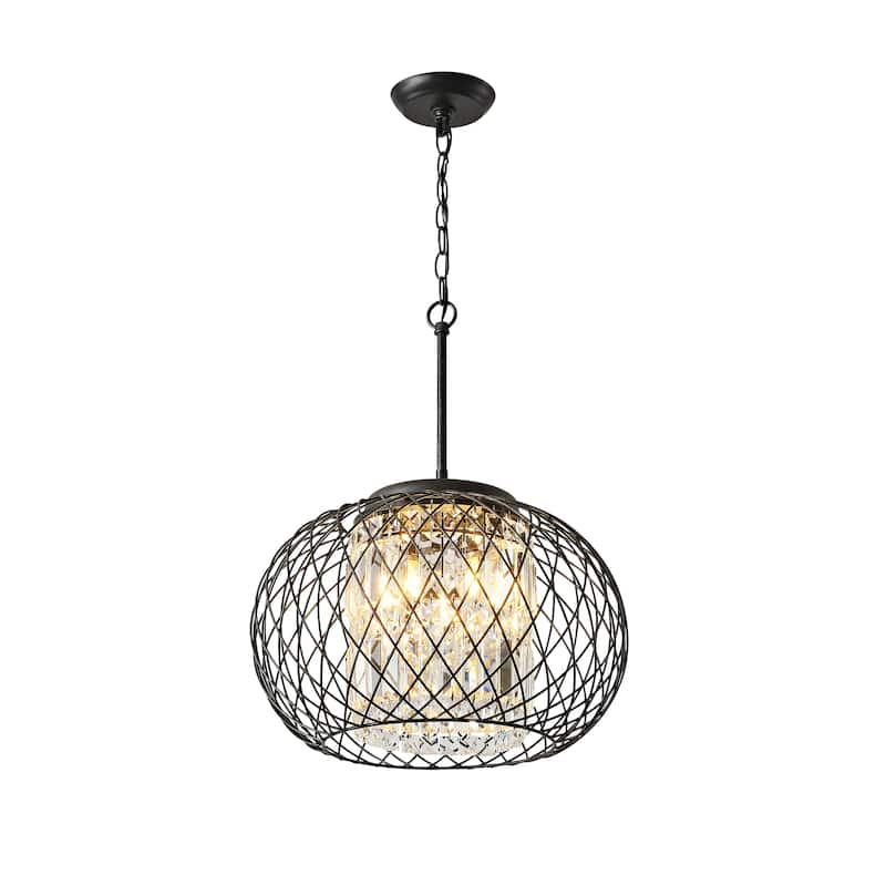 Yanira Antique Black Ironwork Crystal Pendant Chandelier