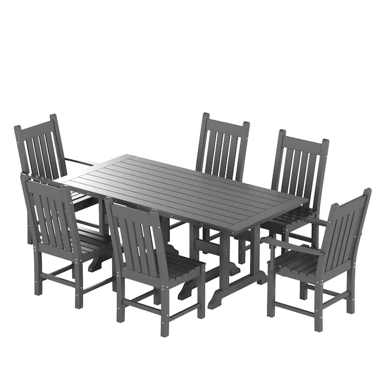 Laguna Hdpe All Weather Outdoor Patio Dining Set with Rectangle Table, Side Chairs (7-Piece Set)