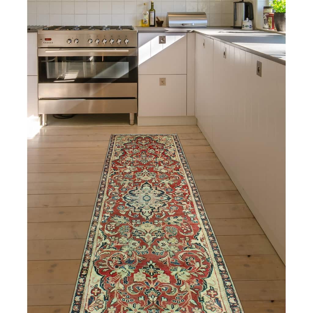 Fine Vintage Distressed Seden Rust/Beige Runner - 3'2" x 13'10"