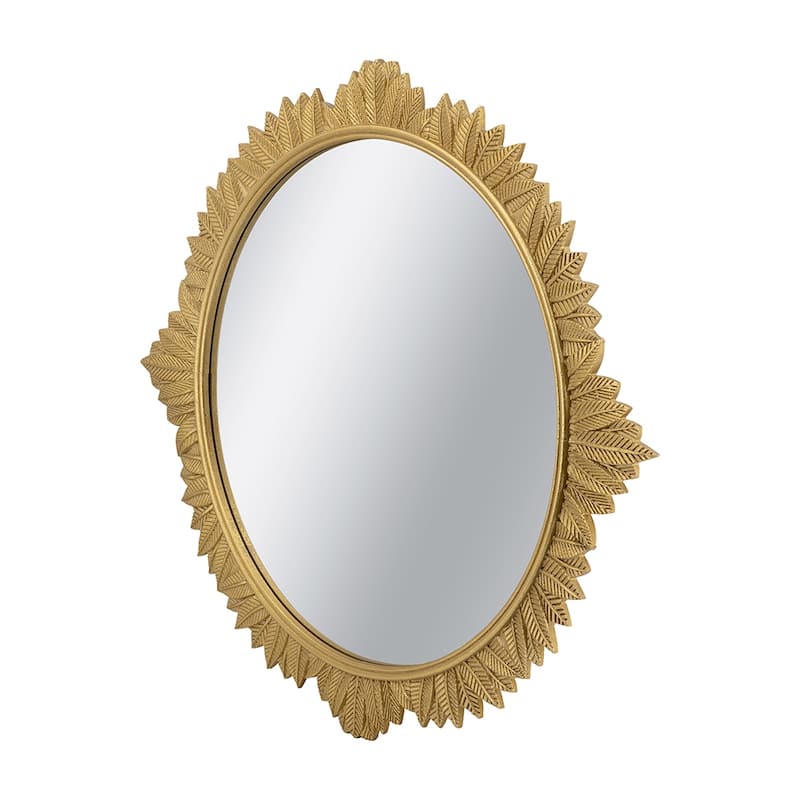 35.5"x 31.5" Round MDF Wall Mirror with Ornate Gold Frame - Gold