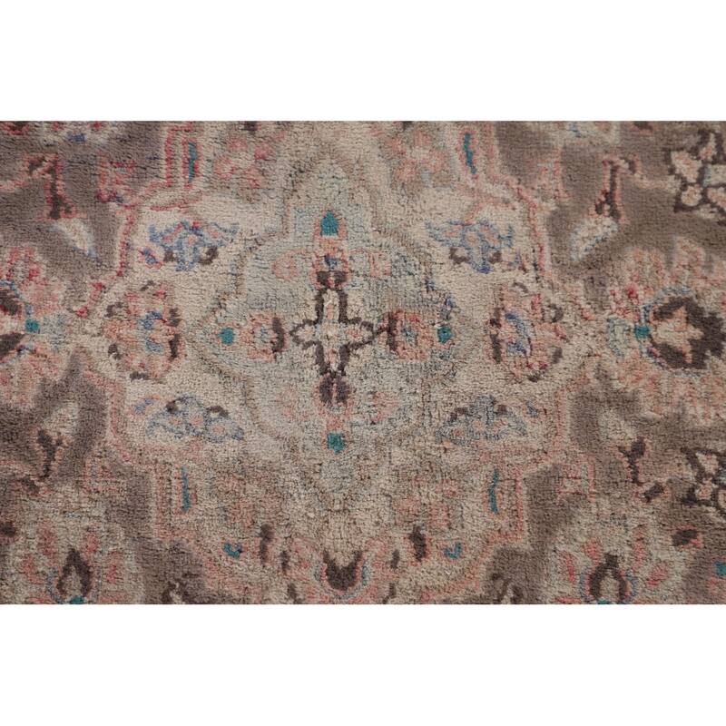 Traditional Mashad Persian Vintage Area Rug Hand-Knotted Wool Carpet - 6'4"x 9'7"