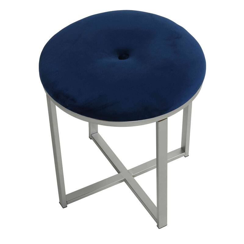 Cortesi Home Samiya Round Ottoman, Navy