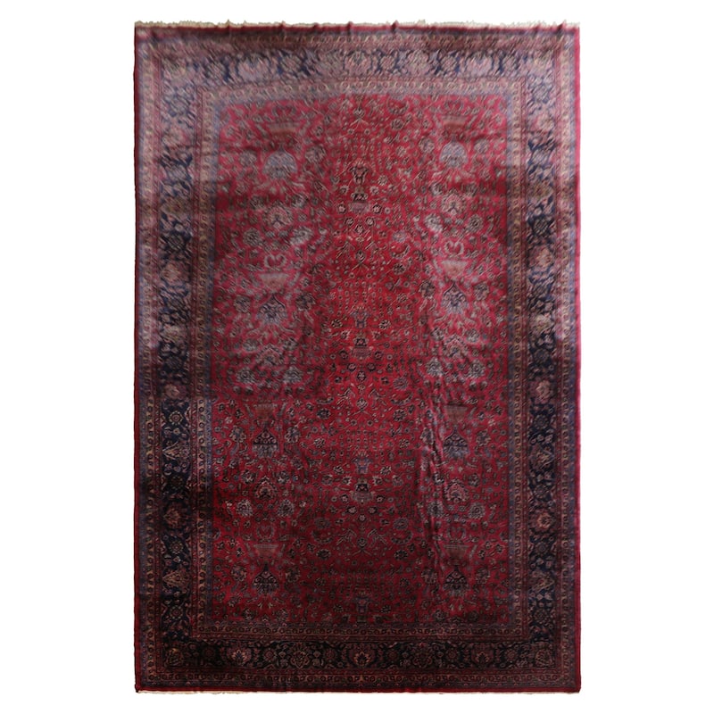 14x21 Oversize Hand Knotted Wool Wine Red Agra Traditional Deep Rug - 14' x 21'