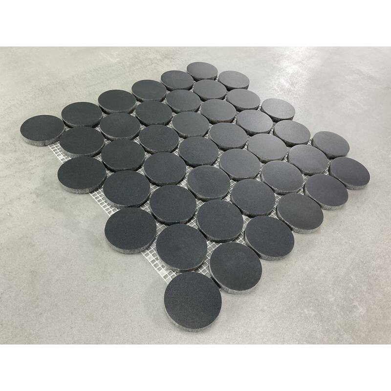 Basalt 1 7/8" Round Natural Stone Mosaic Wall And Floor Tile
