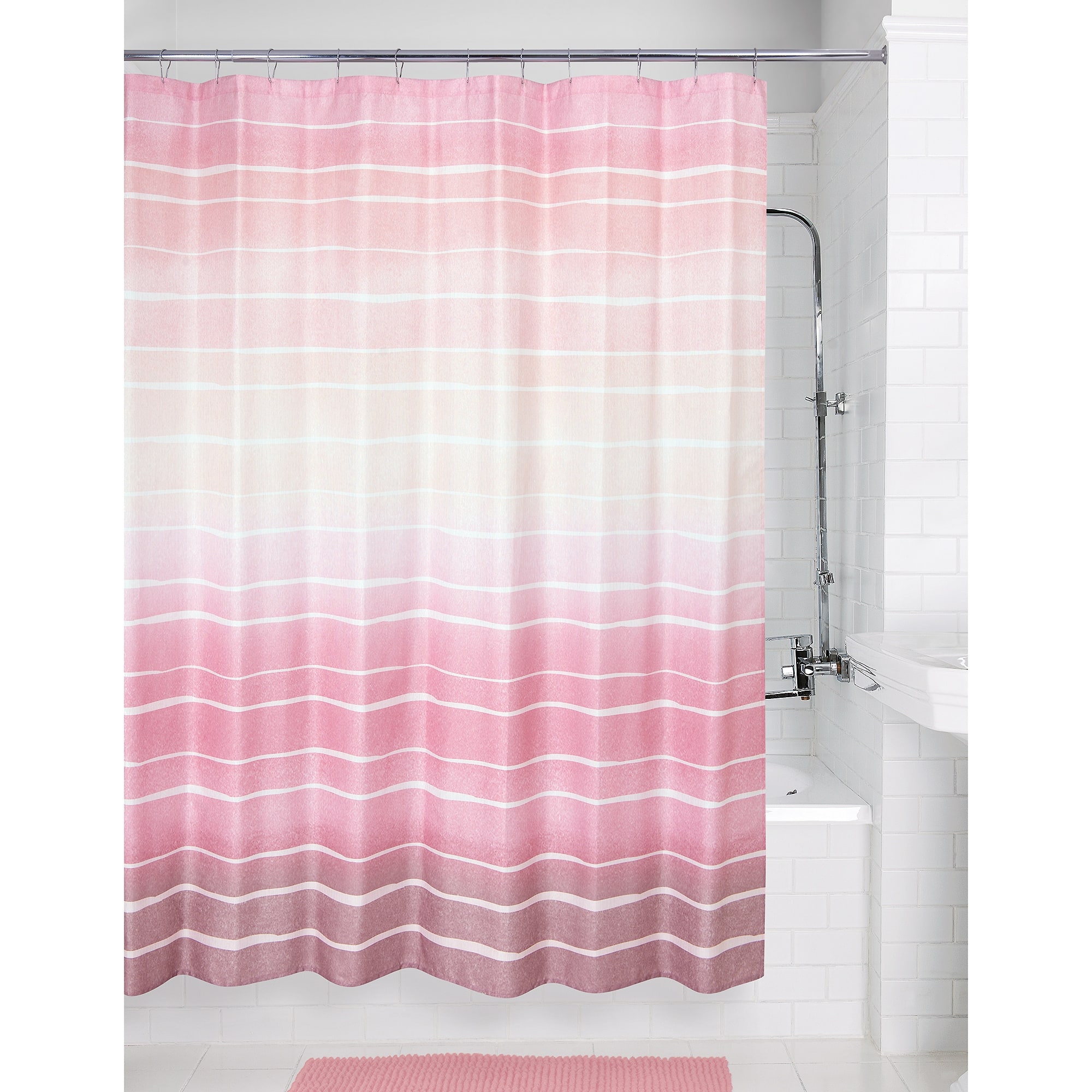 Metallic Ombre Stripe Shower Curtain Blush - On Sale - Bed Bath ...