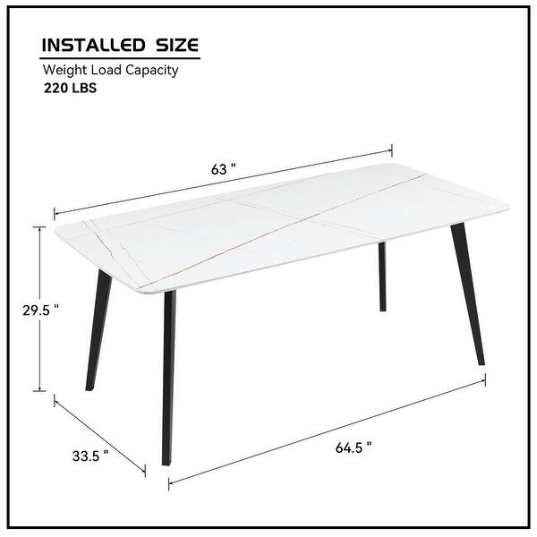 White 63 Inch Ceramic Dining Table - Bed Bath & Beyond - 37915063