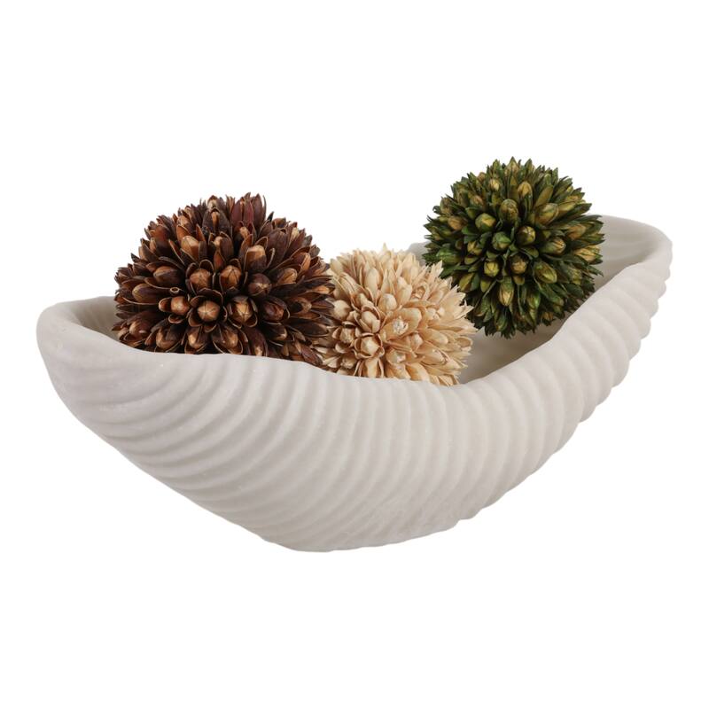 Resin Decorative Bowl Rippled Texture Modern Design - 17" White - 16.75" x 8.5" x 6.25"