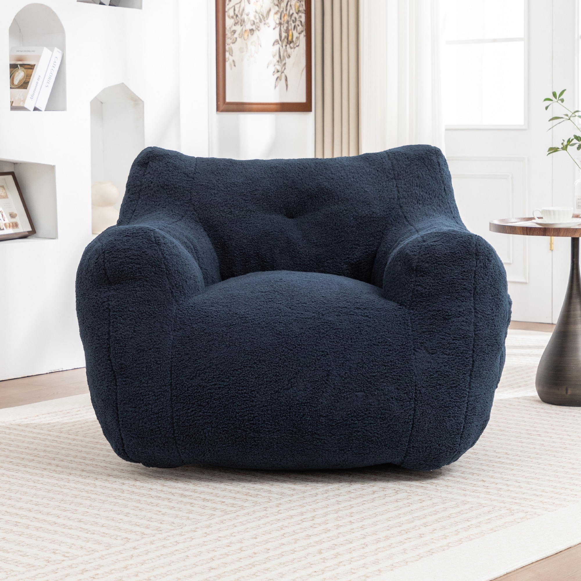 Bean Bag Chair,Bean Bag Sofa Chair with Armrests Stuffed High-Density Foam