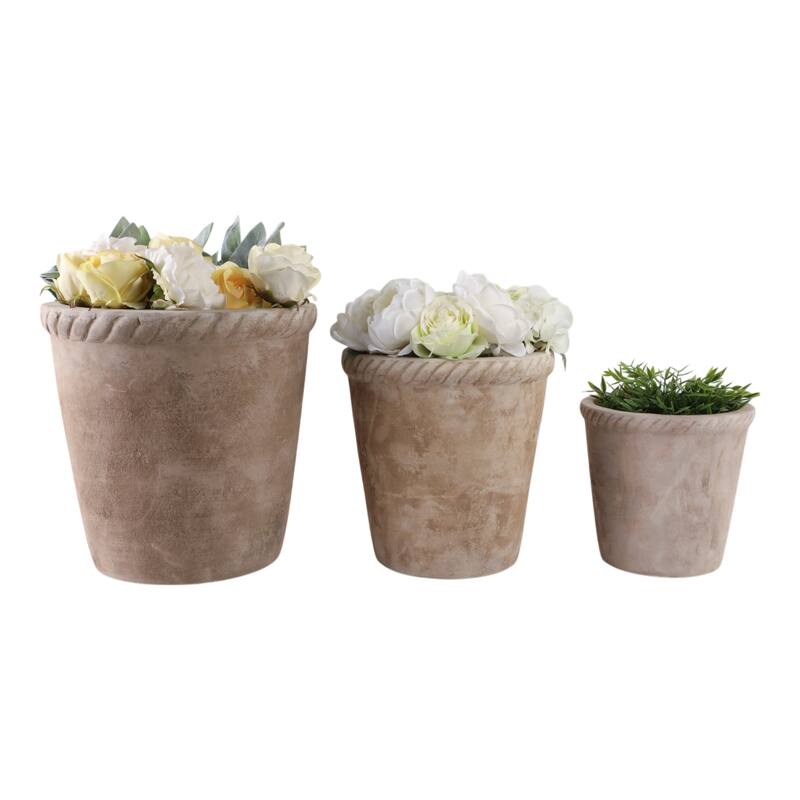 Handcrafted Pottery Clay Planter Set of 3 - Modern Decorative Versatile Design - 15" x 15" x 15"