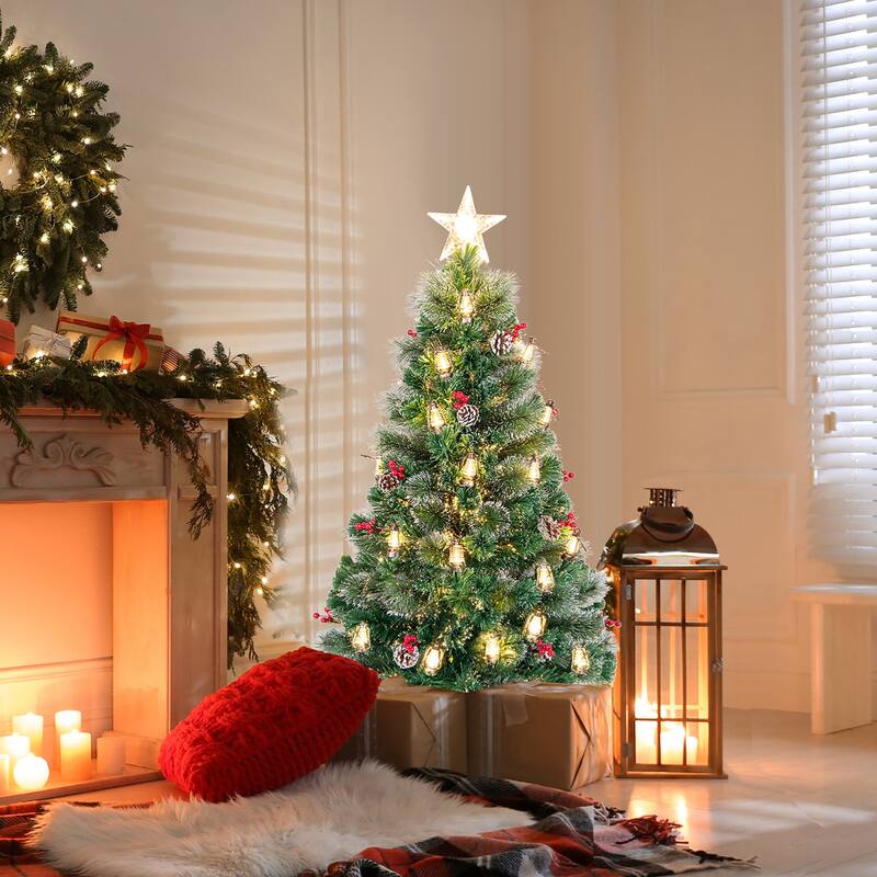 Gymax 5/6/7 FT Christmas Tree Artificial Xmas Tree w/ 8 Lighting Modes - See Details