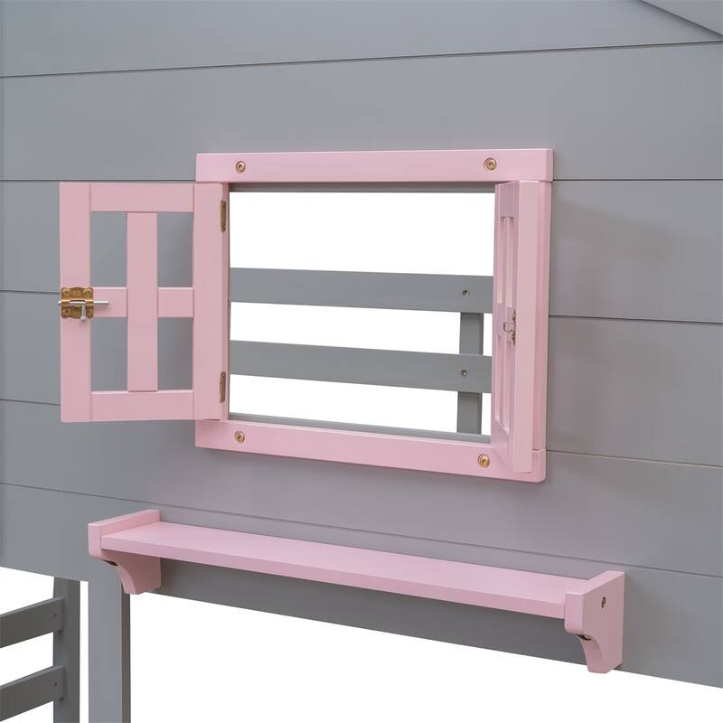 Merax Twin over Twin House Bunk Bed with 2 Drawers, 1 Storage Box, 1 Shelf