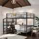 preview thumbnail 1 of 11, Full Size Metal Loft Bed with Desk and Lateral Storage Ladder, Black Black
