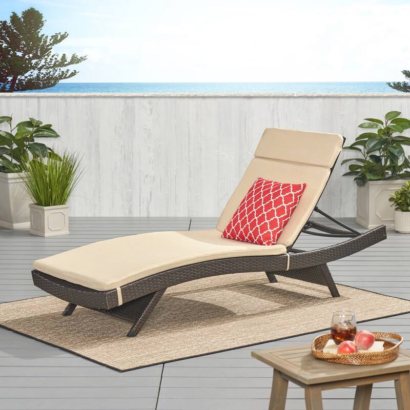 Salem Outdoor Wicker Adjustable Chaise Lounge with Cushion by Christopher Knight Home