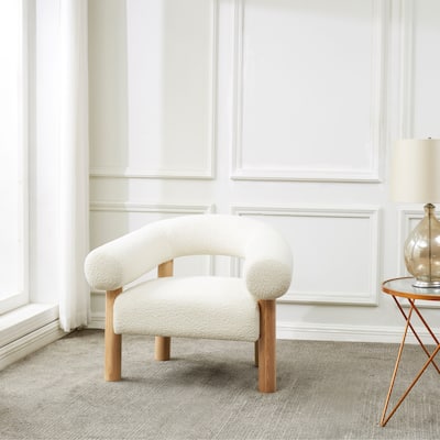 SAFAVIEH Couture Collection Carleigh Ivory Boucle Accent Chair - 38" W x 30" D x 30" H