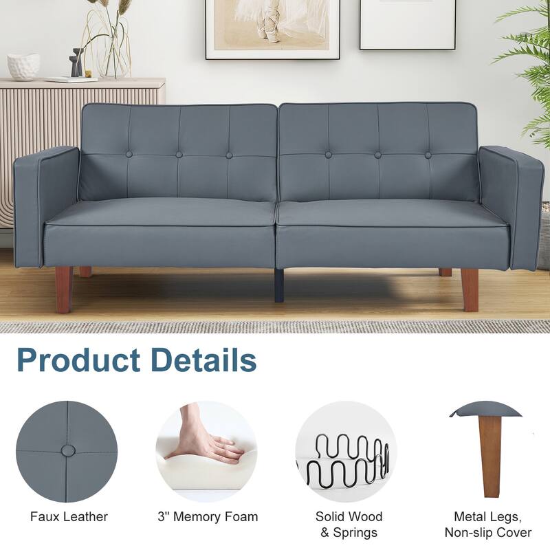 Futon Sofa Bed Couch Memory Foam Futon Convertible Couch Bed Sleeper for Living Room - 68.11"*30.11"*28.74"