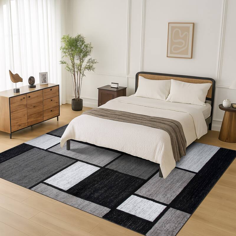World Rug Gallery Contemporary Modern Boxed Color Block Area Rug