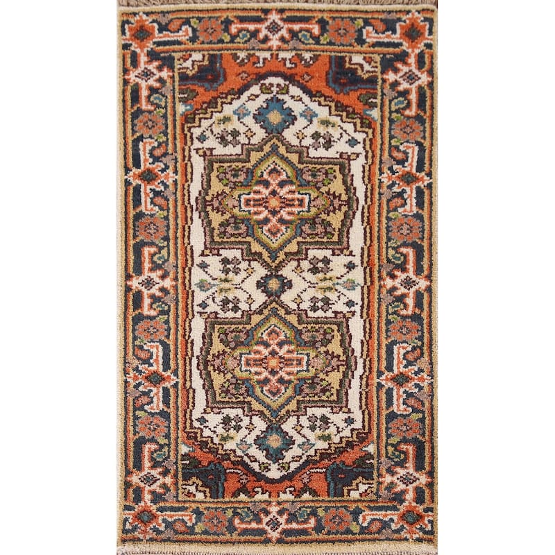 Traditional Heriz Serapi Accent Rug Handmade Wool Carpet - 2'0