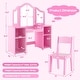 preview thumbnail 14 of 16, Gymax Kids Vanity 2 in 1 Princess Makeup Desk & Chair Set Safe