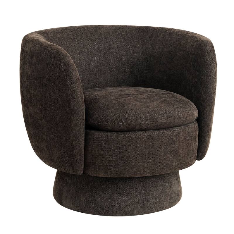 Modern Upholstered Swivel Barrel Accent Chair with Curved Back
