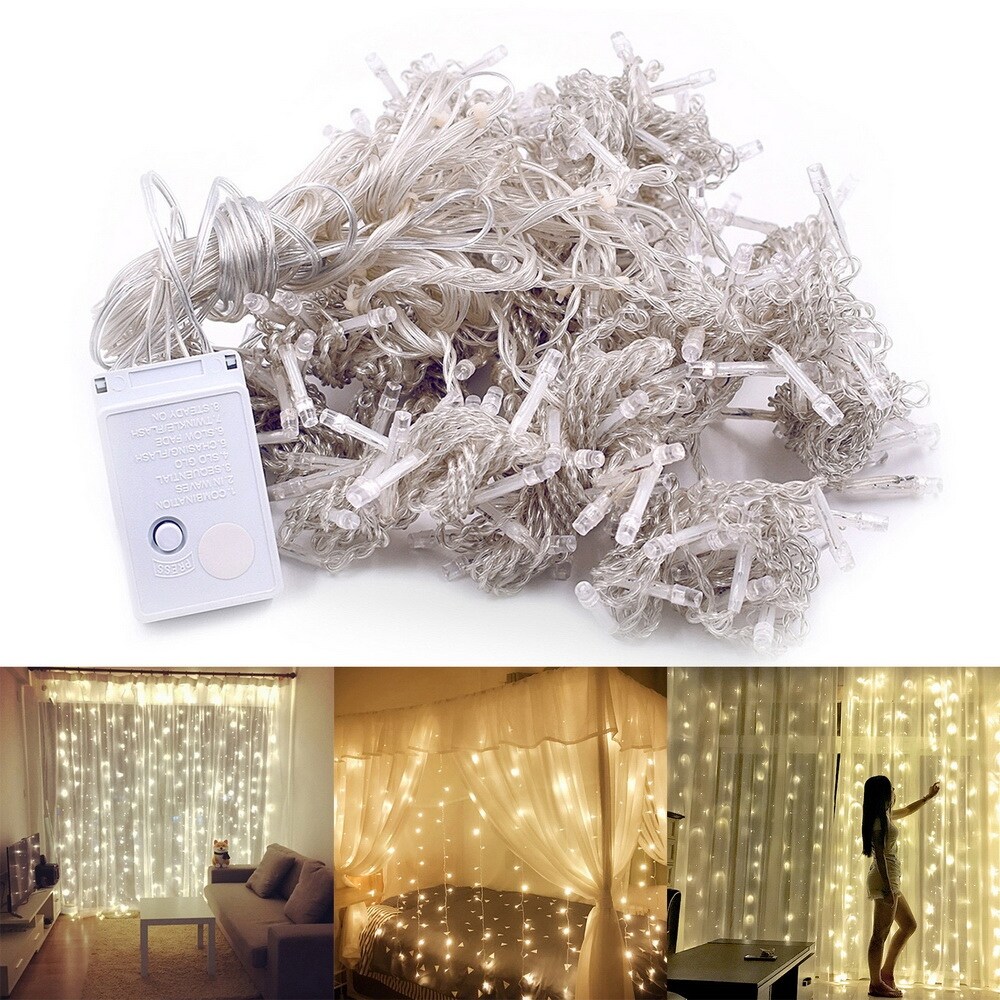 300 LED String Fairy Curtain Lights Garden Indoor/Outdoor Party Wedding Xmas UP 