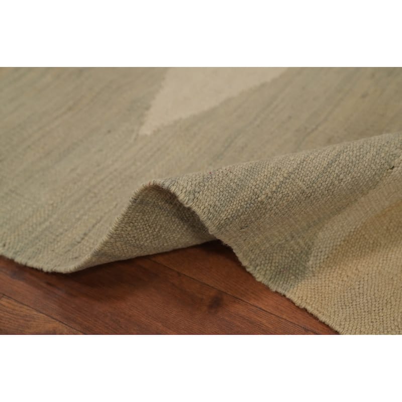 Hand Woven Oriental 100% Wool Carpet Southwestern Modern Beige & Ivories Kilim Area Rug - 6' 8'' X 4' 9''