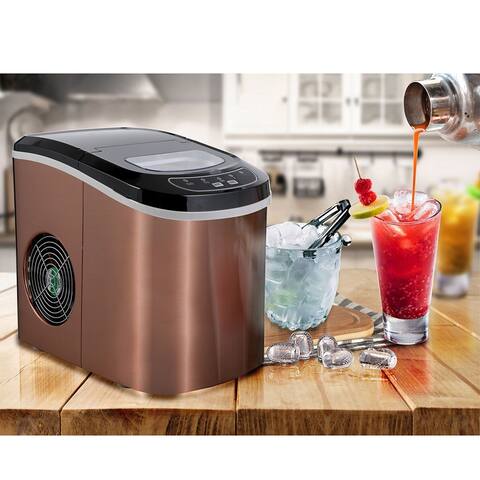 Ice Maker 26 lb/24H Portable Ice Maker Copper Ice Cube Maker (Bronze)