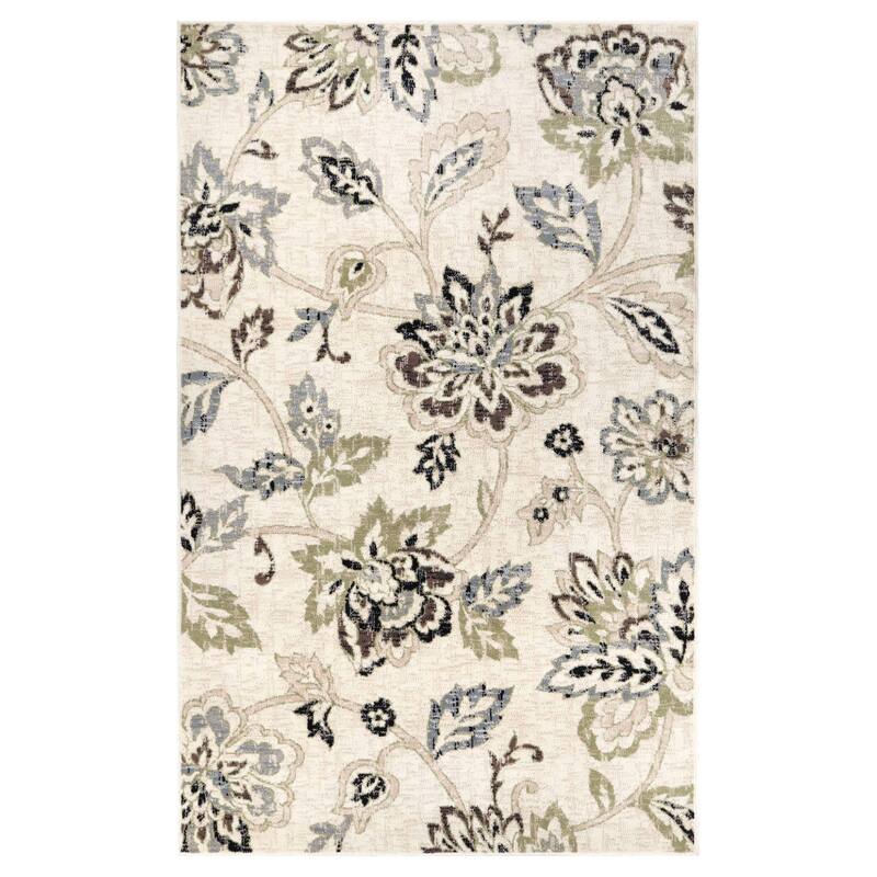Superior Jacobean Floral Modern Farmhouse Indoor Area Rug or Runner
