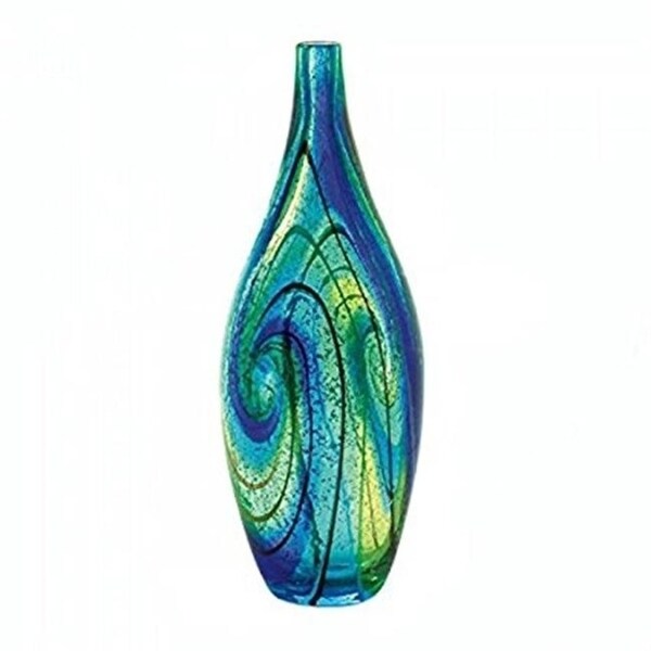 SWM 10018103 Blue Swirl Art Glass Vase