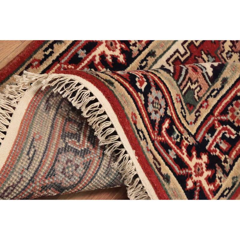 Hand Knotted Oriental 100% Wool Carpet Traditional Medallion Oranges & Rust Heriz (serapi) Area Rug - 5' 1'' X 3' 0''
