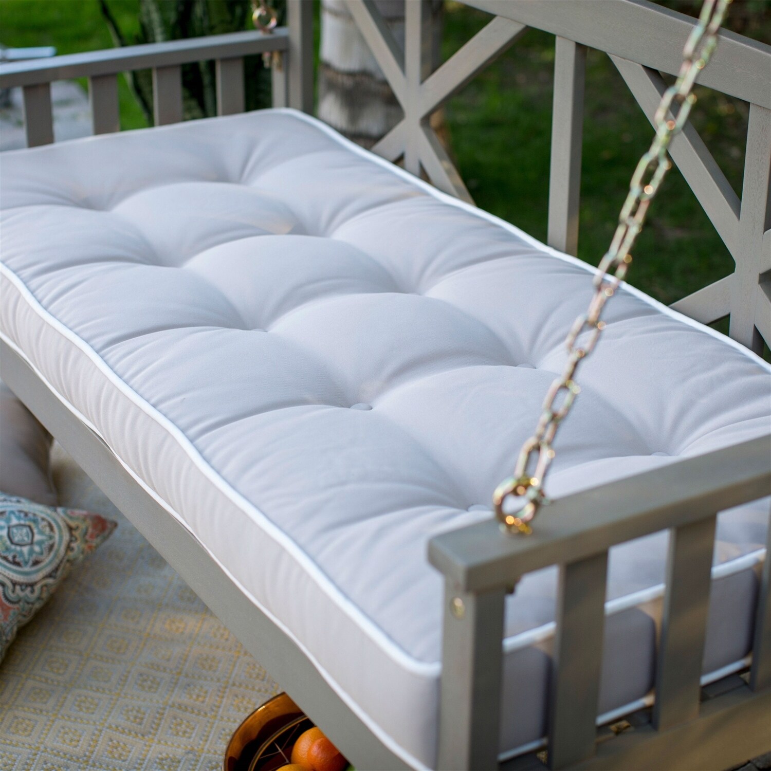 Deep Seat 64 Inch Outdoor Patio Porch Swing In Driftwood With Cushion Overstock 30667864