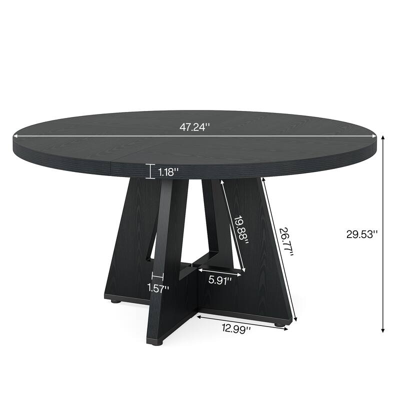 47-inch Round Dining Table Wood Dinner Table for 4-6 People