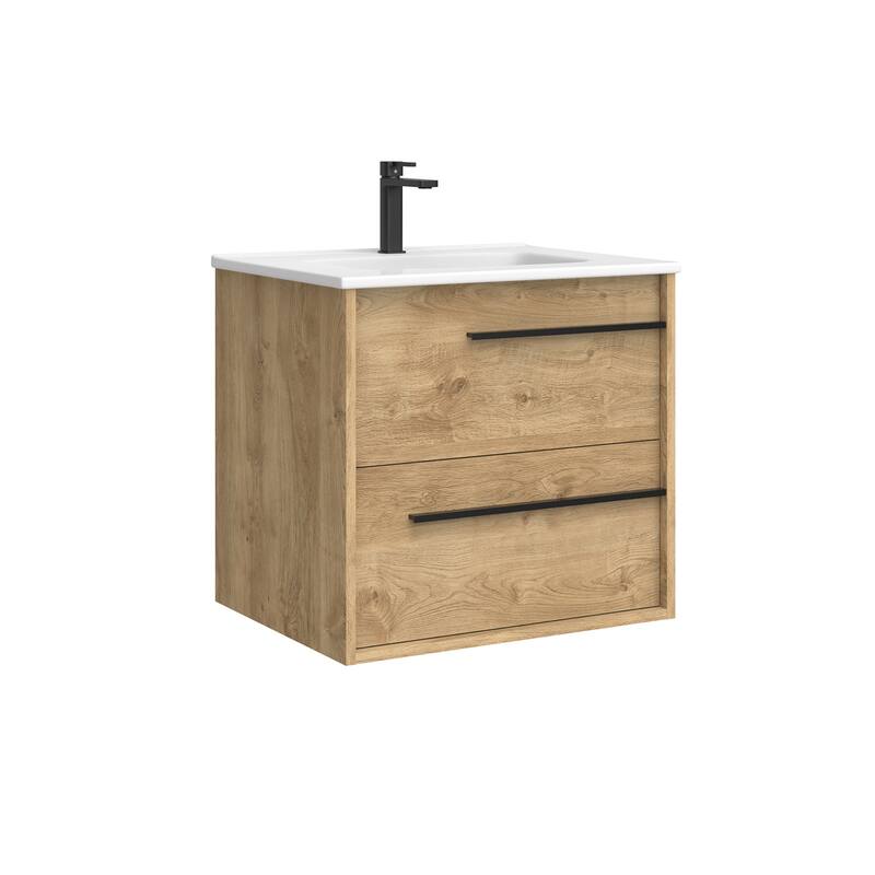 WS Bath Collections Lotus C60W Lotus 24" Free Standing Single Basin - Natural Oak - Oak Finish