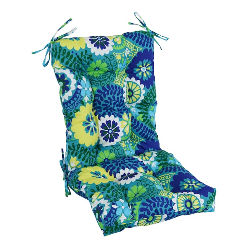 Multi-section Tufted Outdoor Seat/Back Chair Cushion (Multiple Sizes) - 18 x 38 - Luxury Azure