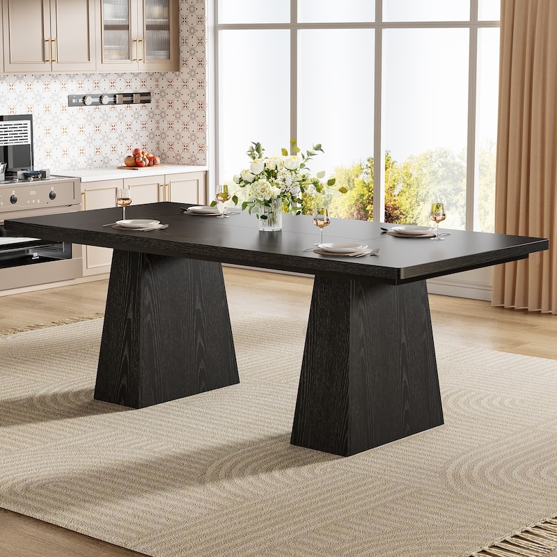 63 Inches Farmhouse Kitchen Dining Table for 4-6 - Black