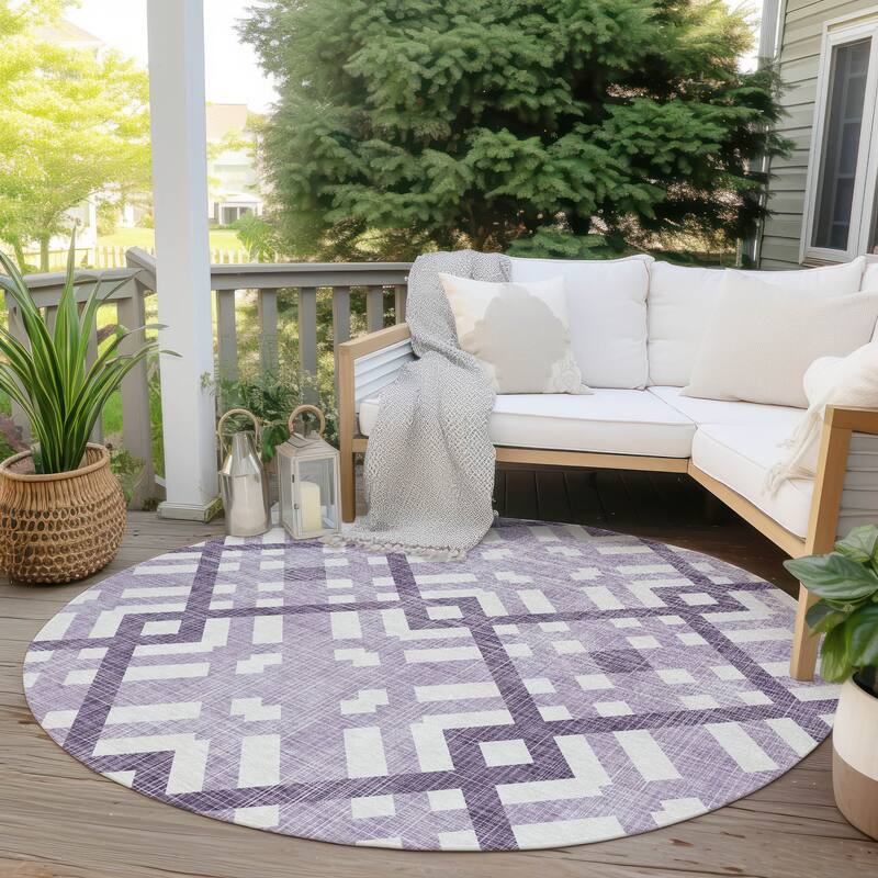 Machine Washable Indoor/ Outdoor Chantille Contemporary Trellis Rug