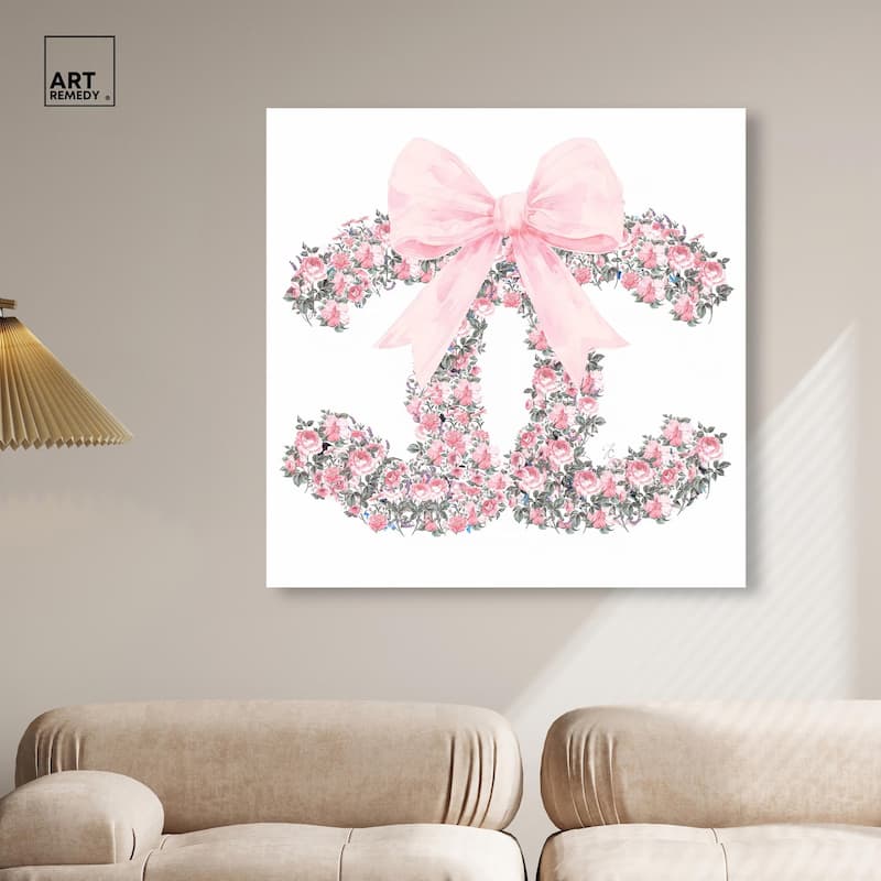 Makes Me Wonder Pink Bow Canvas by Art Remedy, Gallery Wrapped