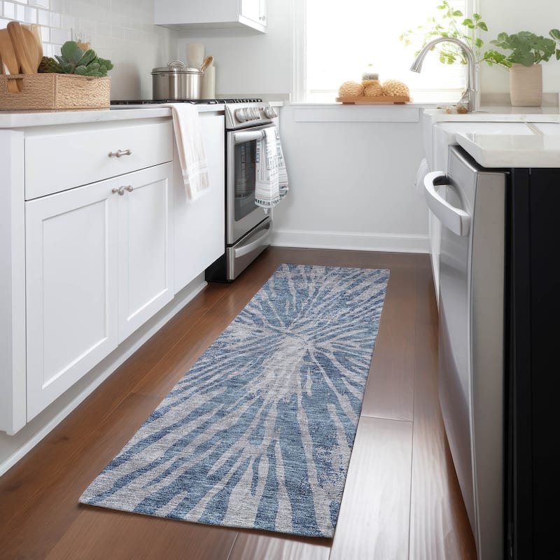 Machine Washable Indoor/ Outdoor Chantille Contemporary Burst Rug
