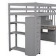 preview thumbnail 8 of 25, Wood Twin Size Loft Bed with Desk, Storage Stairs, Drawers and Shelves, Solid Wood Twin Bedframe Multi-Functional High Loftbed