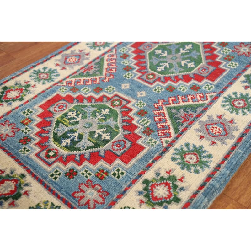 Blue Kazak Oriental Foyer Rug Handmade Wool Carpet - 2'0" x 3'0"
