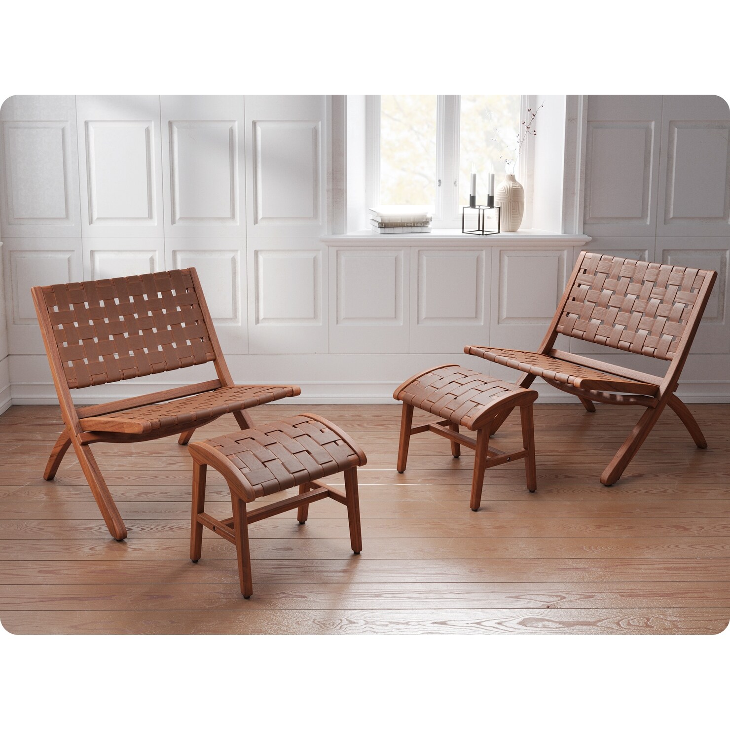 Roy leather on sale strap chair